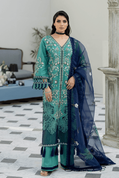 (Sea Green) Mother & Daughter 3 Pc Chikenkari Lawn Dress by Simrans