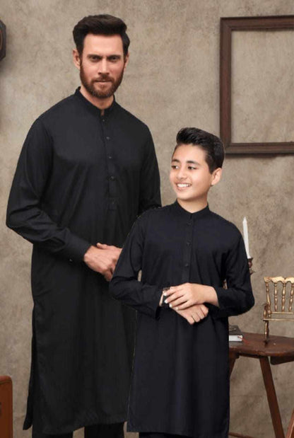 (BLACK) Father & Son Wash & Wear Salwar Kameez- UMNAA