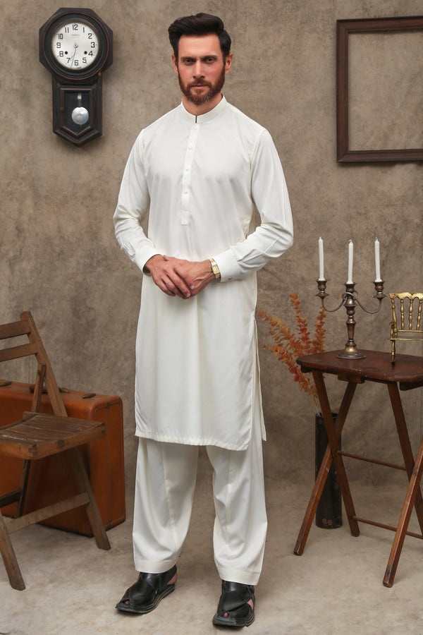 (WHITE) Father & Son Wash & Wear Salwar Kameez- UMNAA