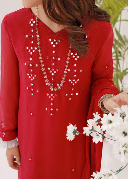 Kids embroidered chiffon 3 pc stitched suit