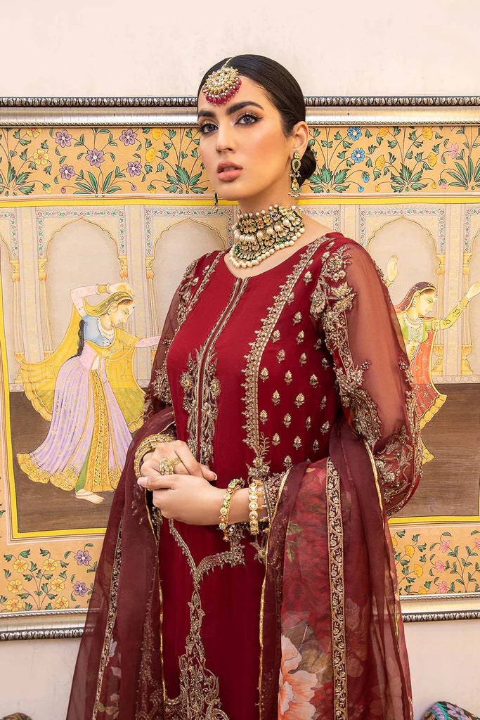 MAROON  3 PIECE STITCHED FORMAL CHIFFON COLLECTION-CHARIZMA