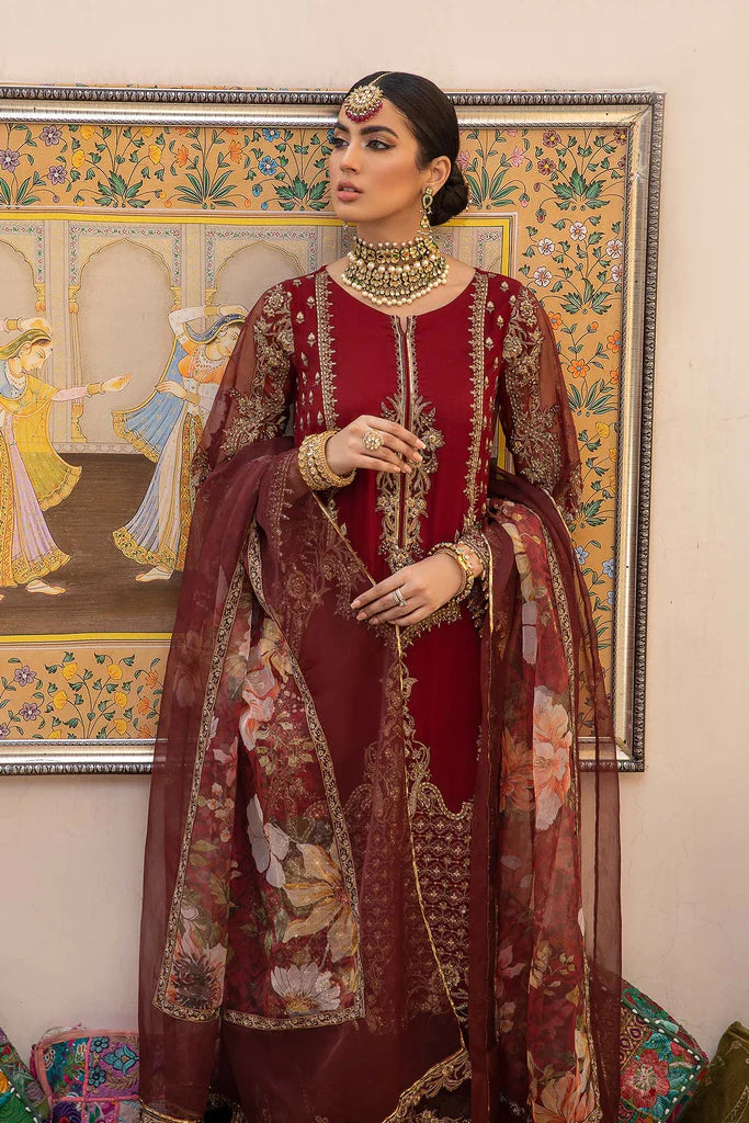 MAROON  3 PIECE STITCHED FORMAL CHIFFON COLLECTION-CHARIZMA