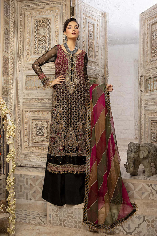 Black 3 Piece  stitched Formal Chiffon Collection-Charizma