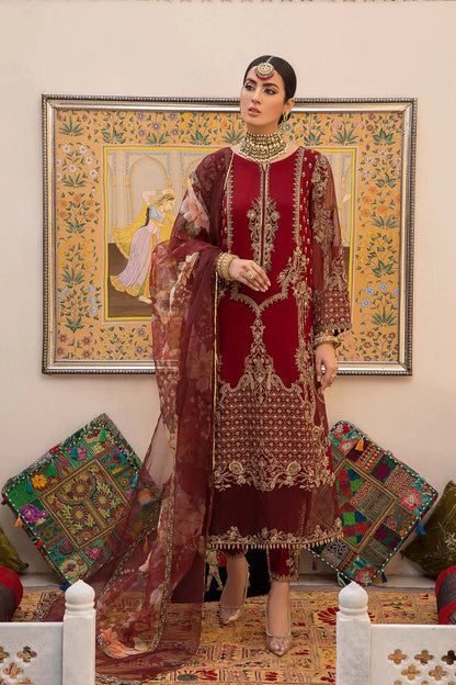 MAROON  3 PIECE STITCHED FORMAL CHIFFON COLLECTION-CHARIZMA