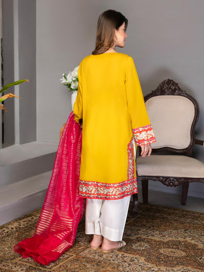 Yellow stitched 2 Piece Printed Lawn Suit By Limelight