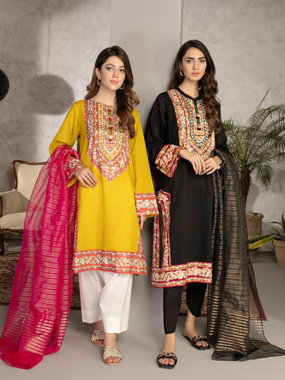 Yellow stitched 2 Piece Printed Lawn Suit By Limelight