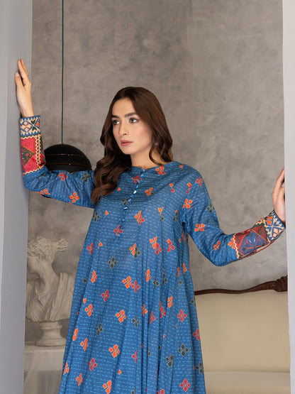 Blue 1 Piece Printed Lawn Shirt By Limelight