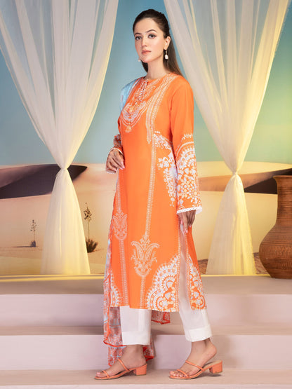 Peach 2 Piece Printed Lawn Suit By Limelight