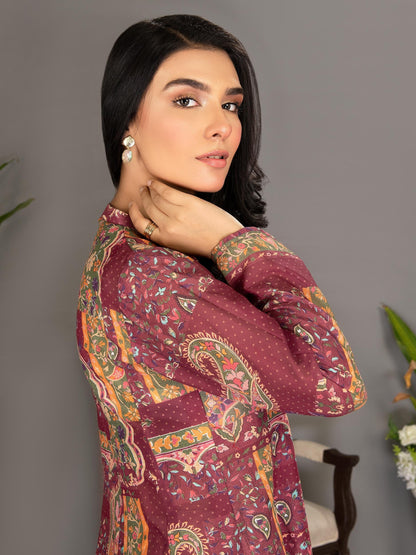 Maroon 1 Piece Printed Lawn Shirt By limeLight