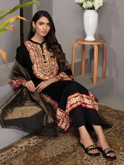 Black 2 Piece Printed Lawn Suit By Limelight