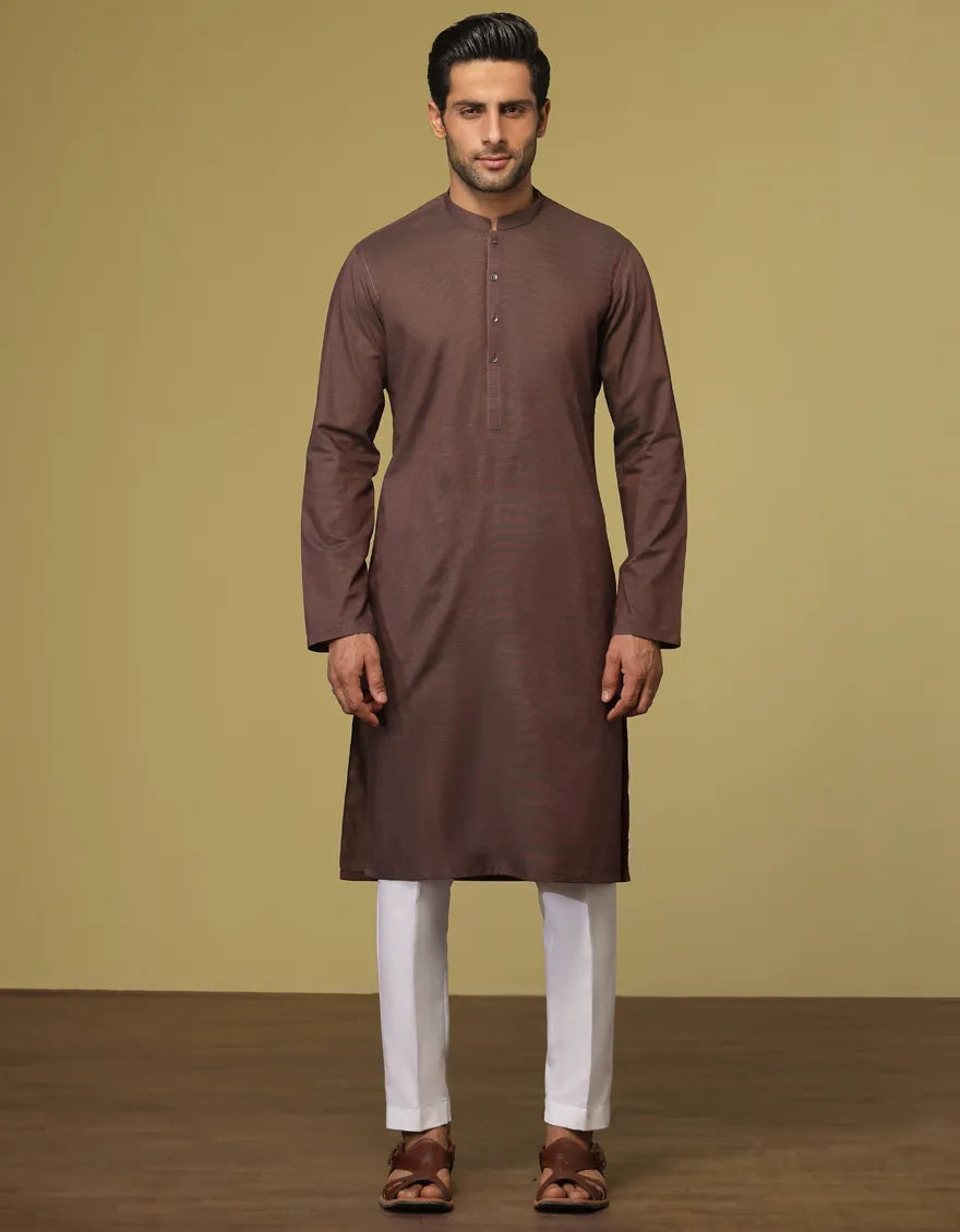 BROWN COTTON KURTA BY J.