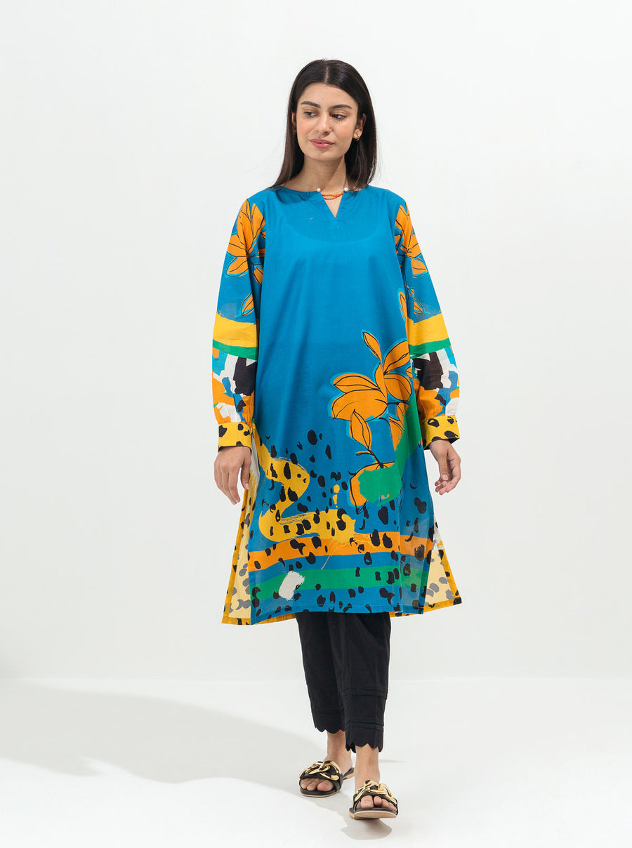 Blue Printed Lawn  Shirt By Beechtree