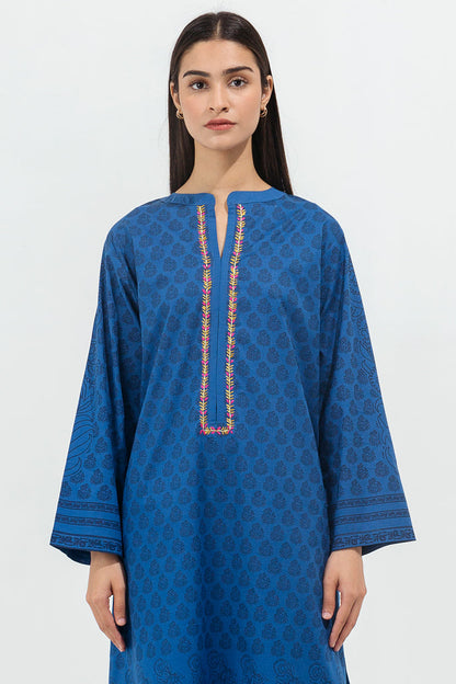 Blue Printed Lawn Shirt By Beechtree