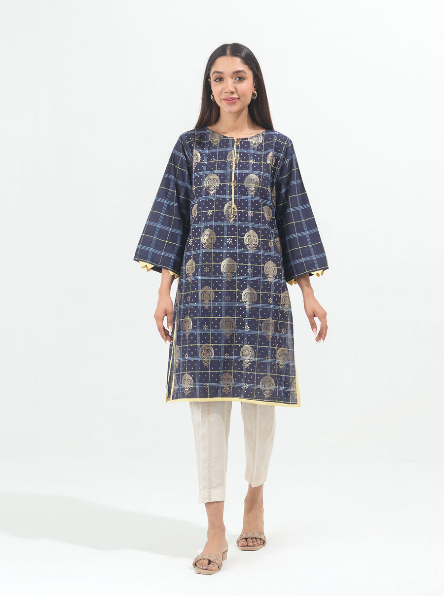 Blue Printed lawn Shirt by Beechtree