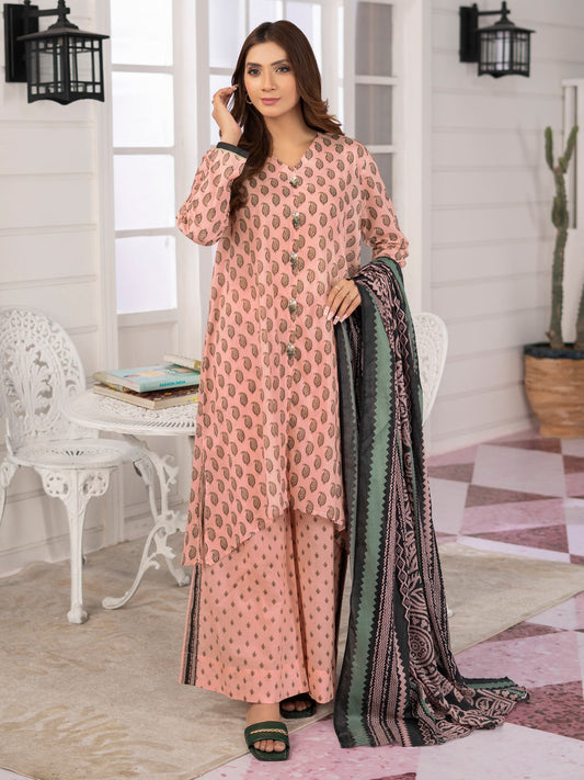 Peach 3 Piece Printed Lawn Suit -Limelight