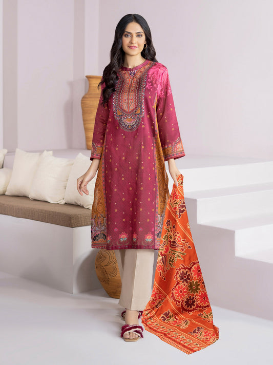 Maroon 2 Piece Printed Lawn Suit-Limelight