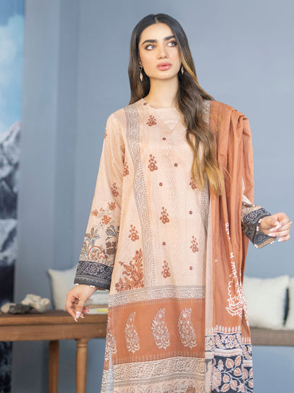 Beige 3 Piece Printed Lawn Suit By LimeLight