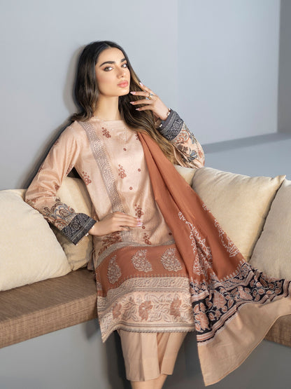 Beige 3 Piece Printed Lawn Suit By LimeLight