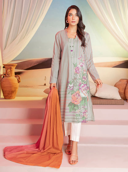 Grey 3 Piece Printed Lawn Suit By Limelight