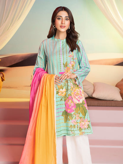 Aqua 3 Piece Printed Lawn Suit By Limelight