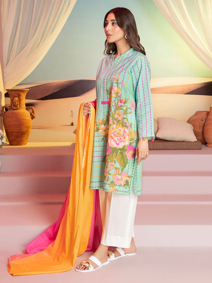 Aqua 3 Piece Printed Lawn Suit By Limelight