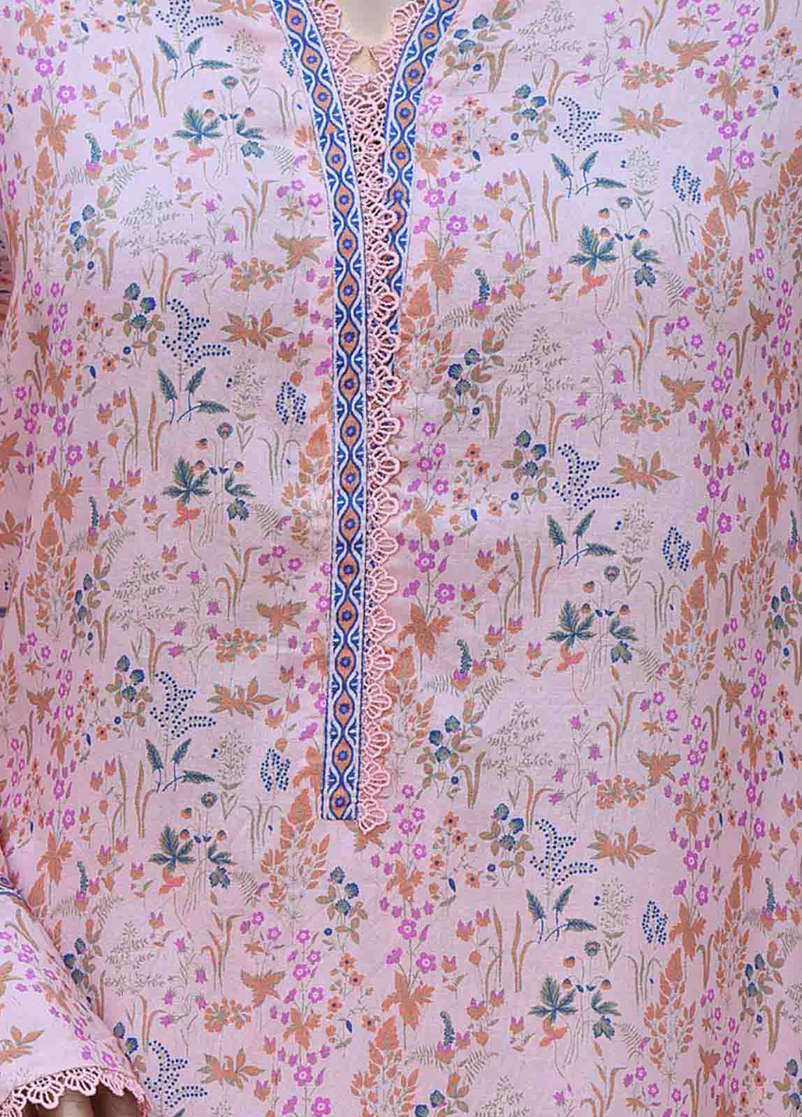 Pink 2 Piece Printed Linen Stitched Suit -Bin Saeed