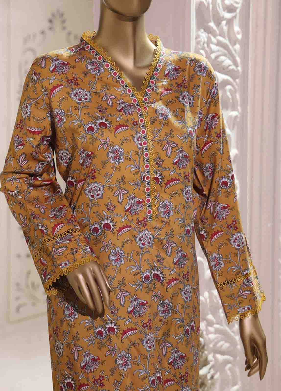 2 Piece Printed Linen Stitched Suit-Bin Saeed