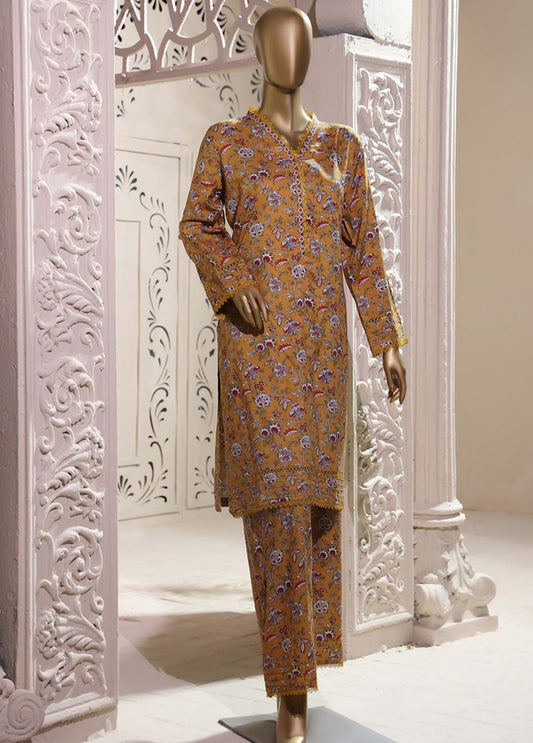 2 Piece Printed Linen Stitched Suit-Bin Saeed