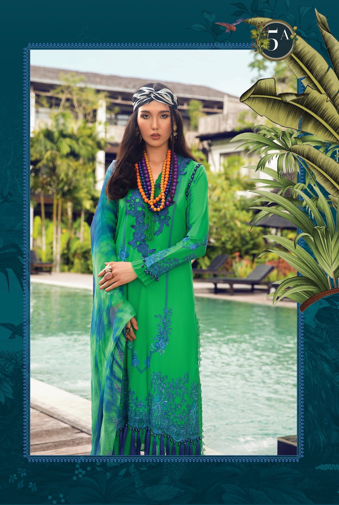 Green 3Pcs embroidered Suit -Maria B