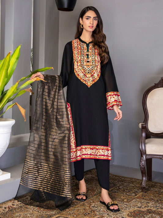 Black 2 Piece Printed Lawn Suit By Limelight