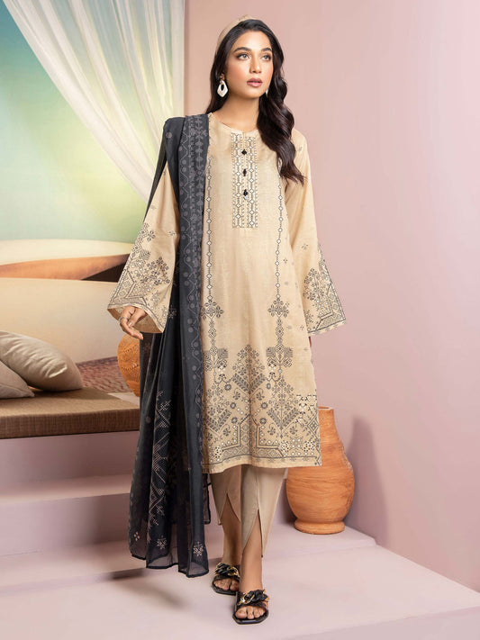 Beige 3 Piece Printed Lawn Suit By Limelight