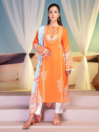 Peach 2 Piece Printed Lawn Suit By Limelight