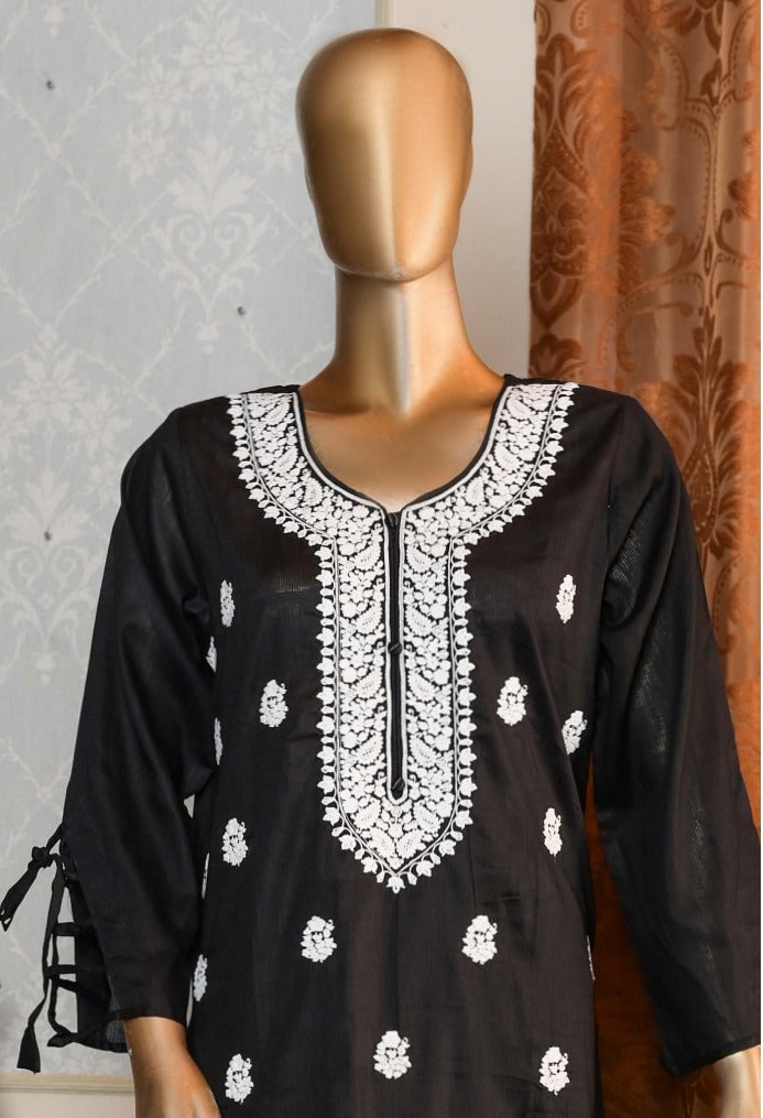 Black Embroidered 3Pcs Dress-Naubahar