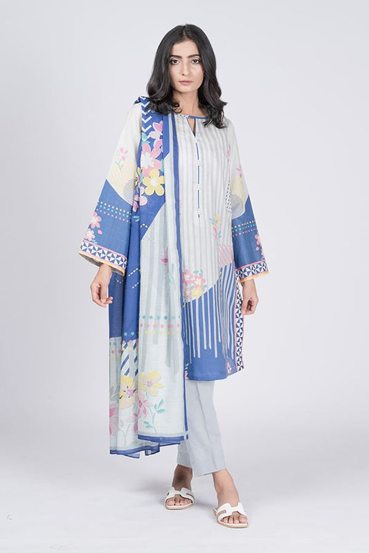 River Blue 3Pcs Lawn Suit-Zellbury