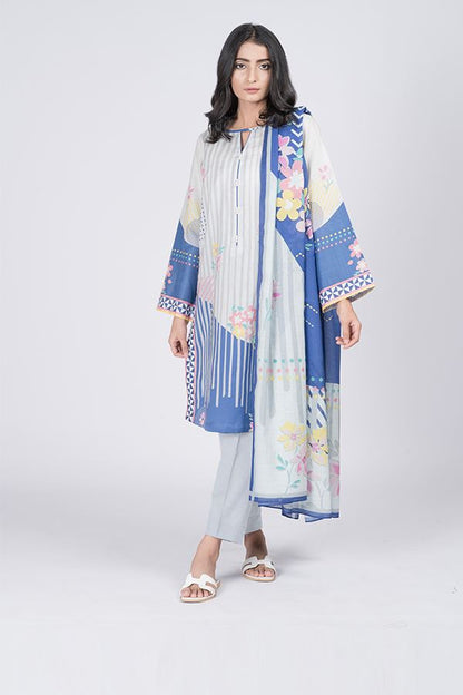 River Blue 3Pcs Lawn Suit-Zellbury