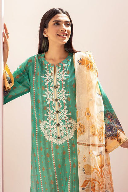 Turquoise Embroidered  Green 3PCS Suit-Zellbury