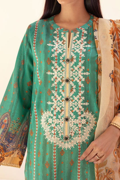 Turquoise Embroidered  Green 3PCS Suit-Zellbury