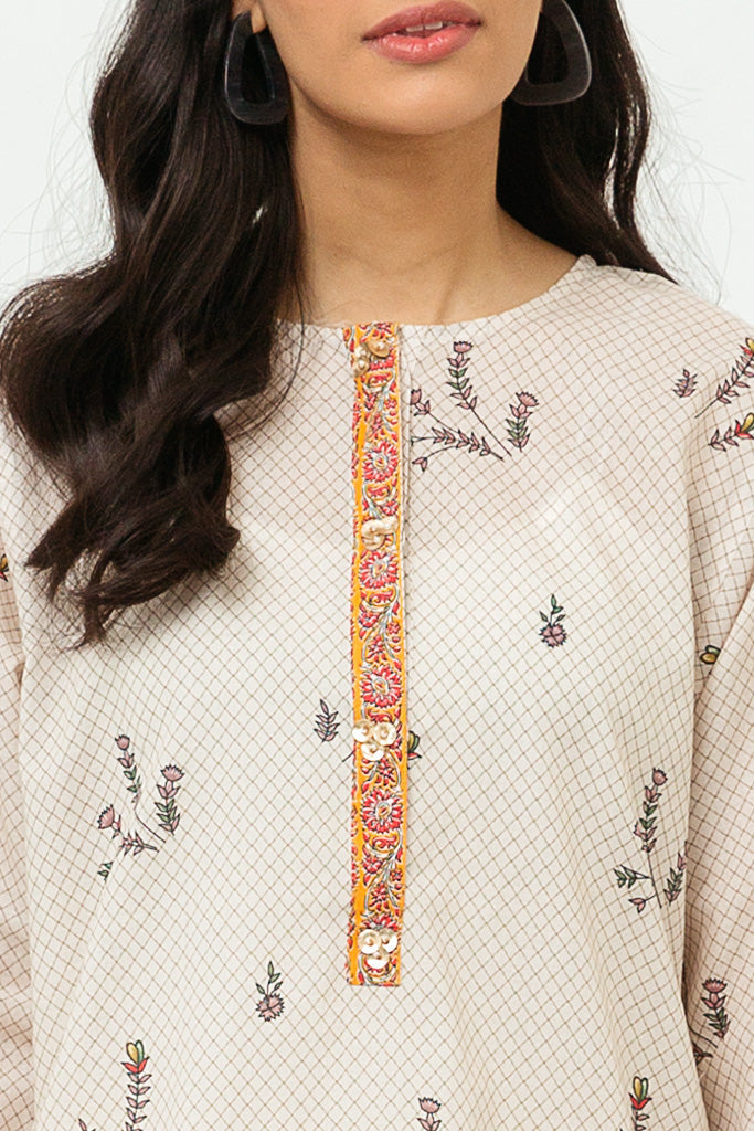 Printed Shirt With Dupatta BY BEECHTREE