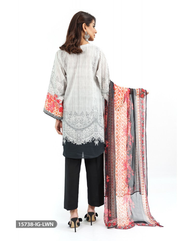 Casual  Thread Embroidered & Beads 3Pcs Lawn Dress By Sha posh