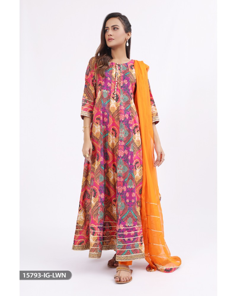 Casual  Printed, Beads & Lace 3Pcs Lawn Dress By Sha Posh