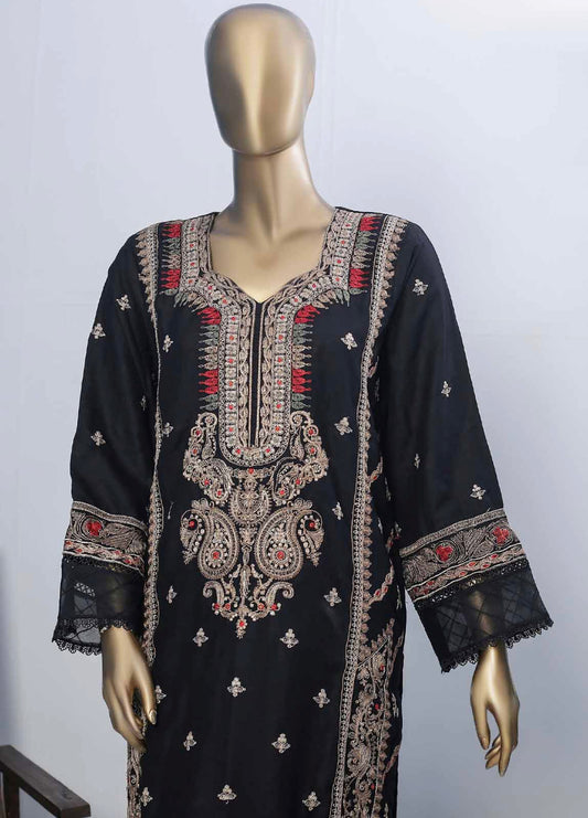 Black 2 Piece dhanak ChikanKari Stitched