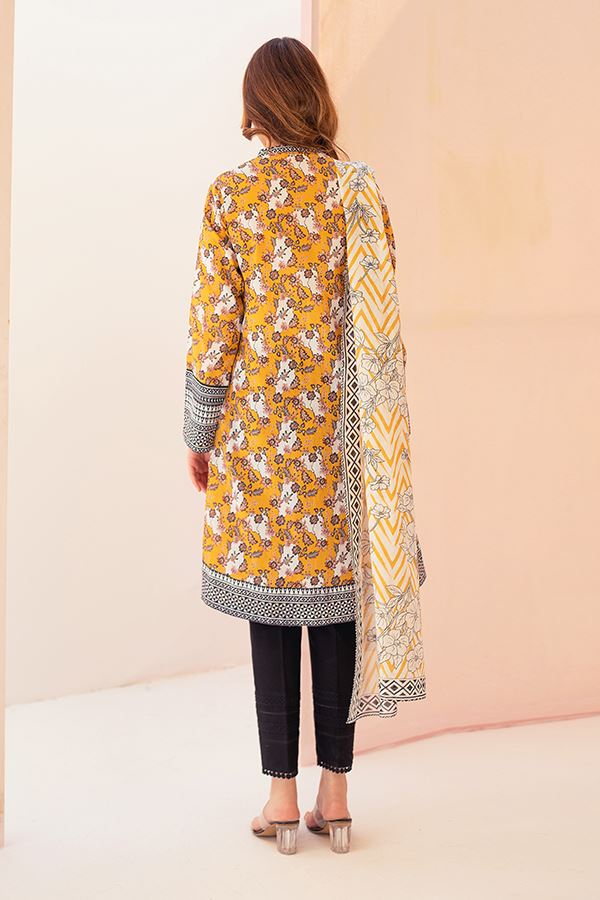 Shirt Dupatta - Crimson Mustard - Lawn Suit By Zellbury