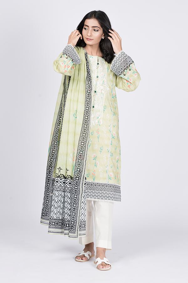 Pale Green Embroidered 2PCS Suit-Zellbury