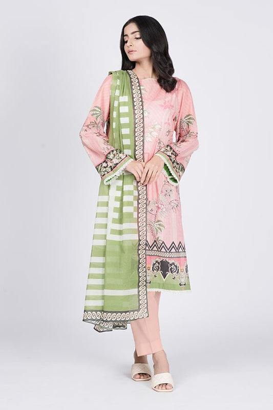 Tea Pink Embroidered Shirt Shalwar Dupatta -Zellbury