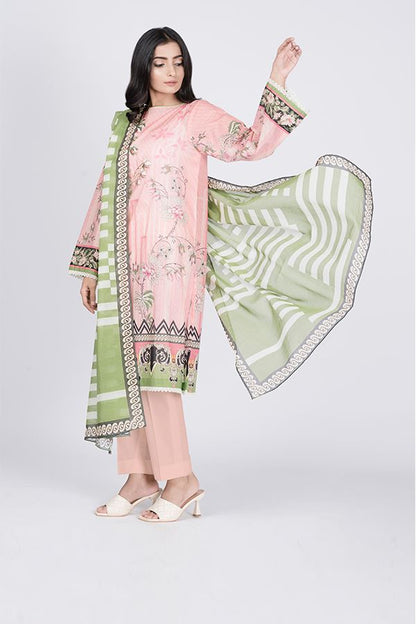 Tea Pink Embroidered Shirt Shalwar Dupatta -Zellbury