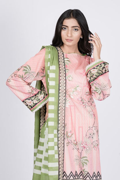 Tea Pink Embroidered Shirt Shalwar Dupatta -Zellbury