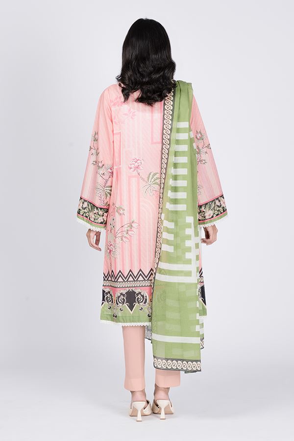 Tea Pink Embroidered Shirt Shalwar Dupatta -Zellbury