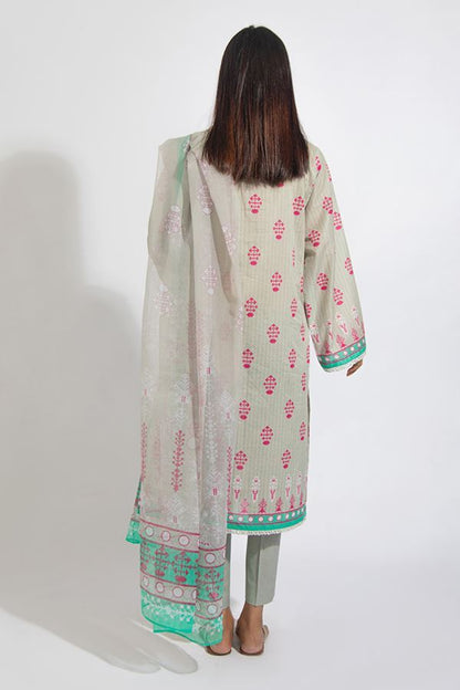 Foggy Grey Embroidered 3PCS Suit-Zellbury