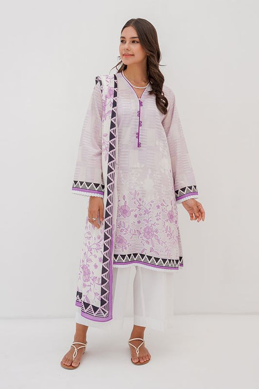 Shirt Dupatta - Lilac Purple - Lawn By Zellbury