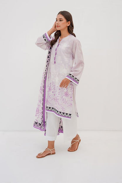 Shirt Dupatta - Lilac Purple - Lawn By Zellbury